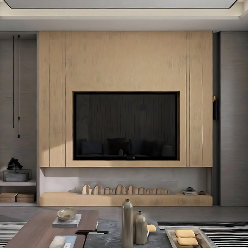 Aureum Quercus Textured Living Room TV Cabinet PET Caloris Transfer Film