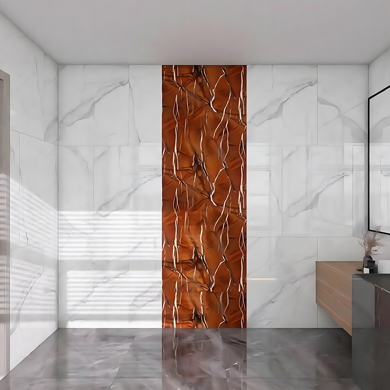 Rainforest Brown Textured Bathroom Backsplash Decoration PET Calor Transfer Film