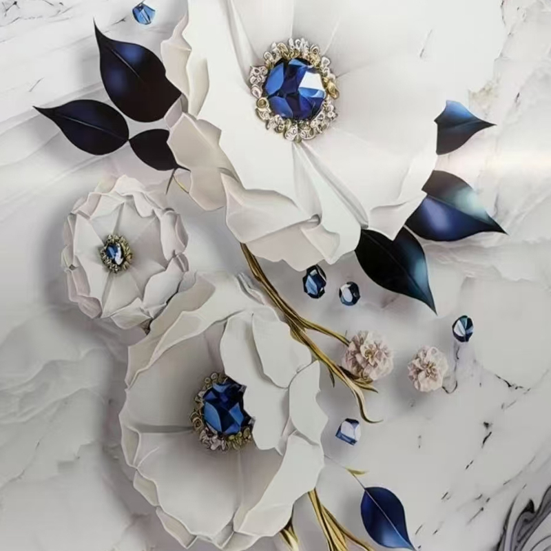 IMPERVIUS Faux Marmor PVC Wall Panel cum Flower Design
